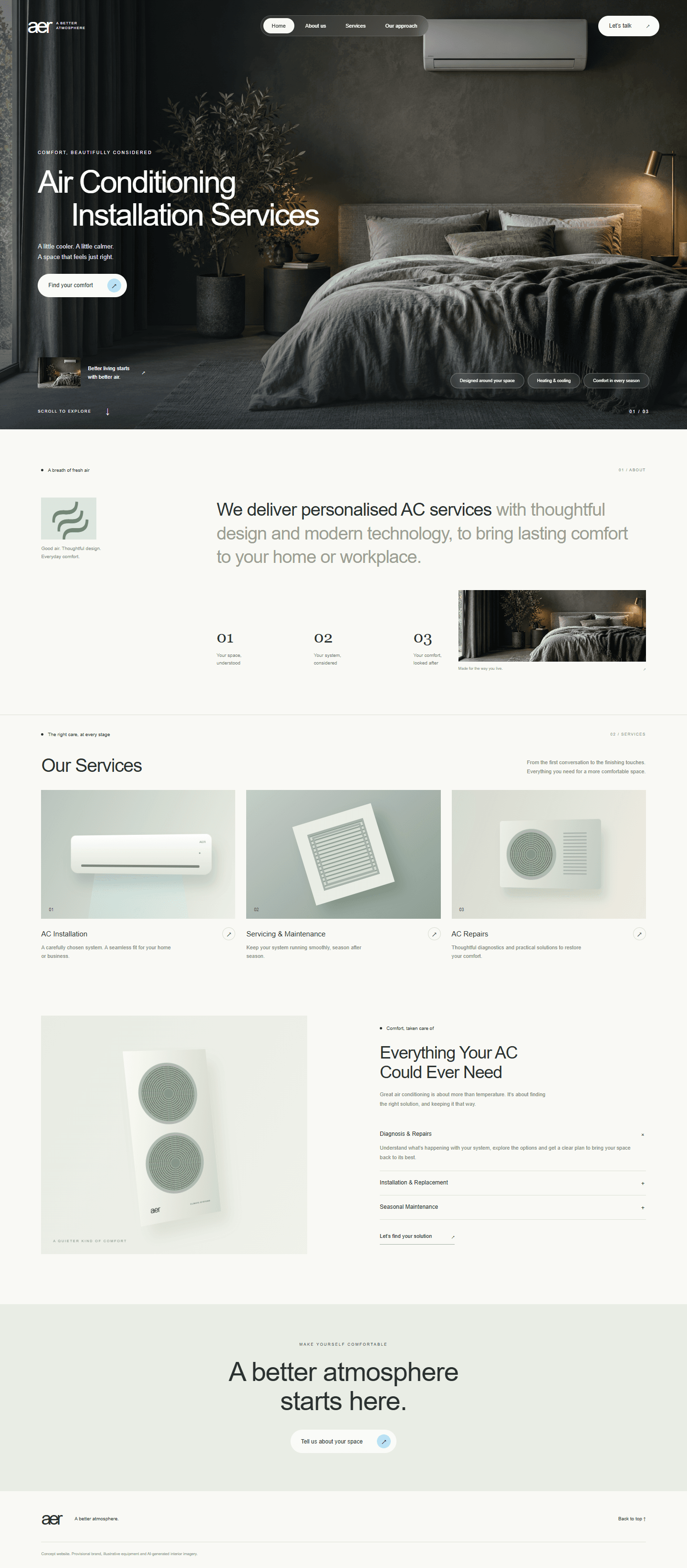 Live screenshot of the AER homepage